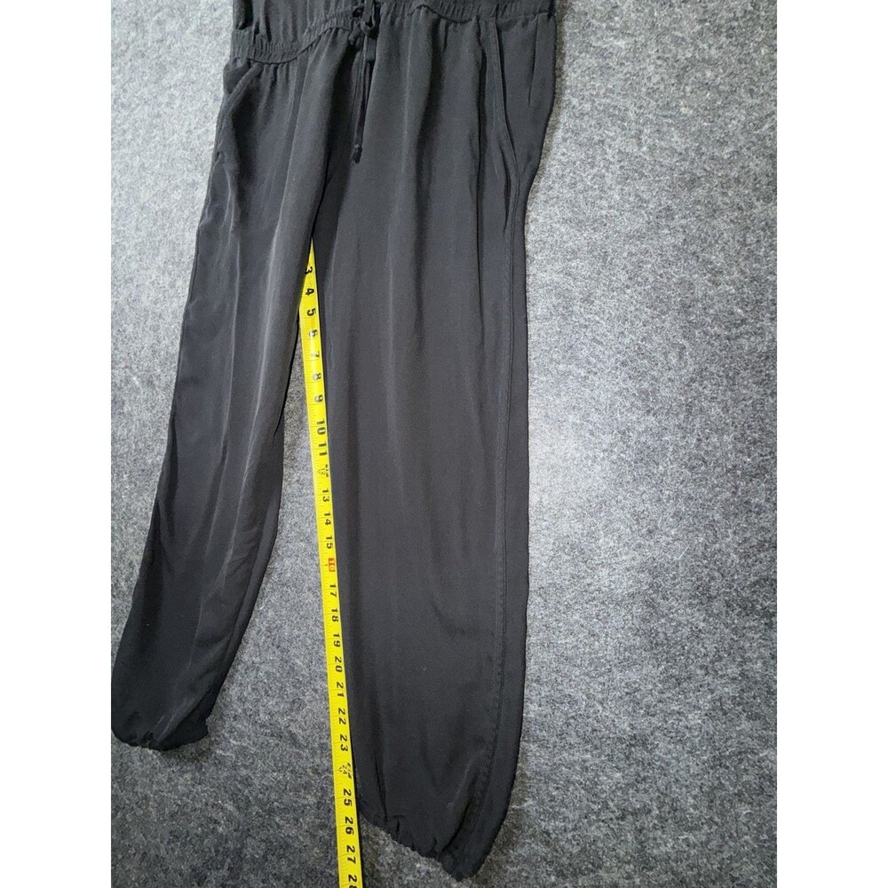 Theory Black Silk Drawstring Jumper Sleeveless Jumpsuit Size M Cuffed Ankle - Picture 6 of 9